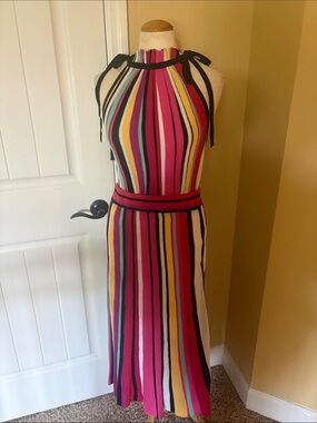 New York & Company Multicolor Vertical Stripe Halter Skirt Set